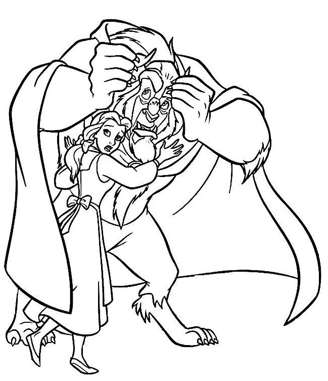 coloriage La belle et la bete efrrayes